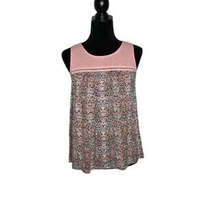 Indigo Poppy Womens Small Pink Snake Print Eyelet Sleeveless Babydoll Top